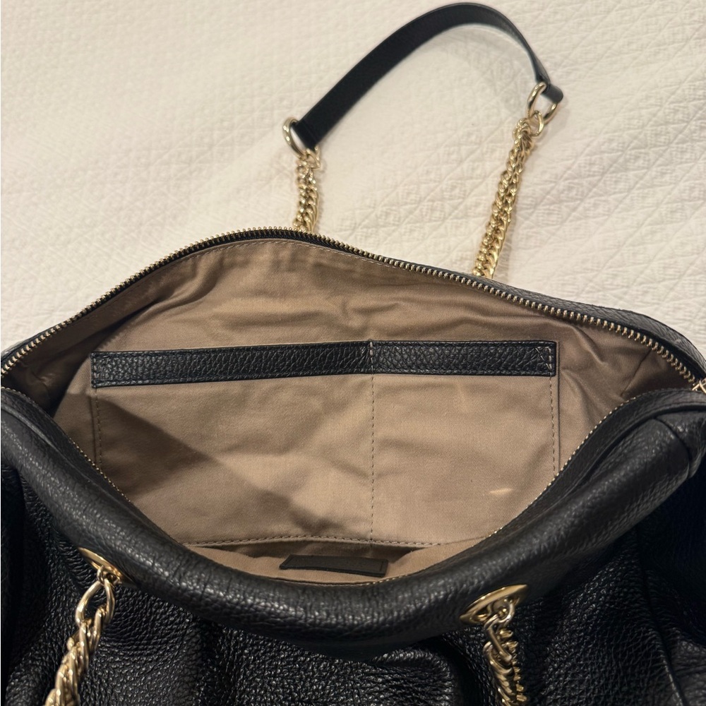 Versace Collection, soft black pebbled leather, gold hardware, zipper closure - Picture 8 of 14